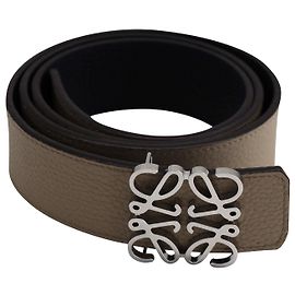 Loewe Anagram Belt in Grey Soft Grained Calfskin Leather Grey