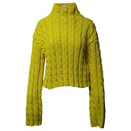 Balenciaga-Balenciaga Cable Knit Sweater in Yellow Wool-Yellow