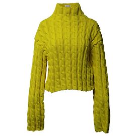 Balenciaga Pull Cable Knit en Laine Jaune Jaune