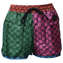 Gucci-Gucci Logo Shorts in Multicolor Silk-Multiple colors