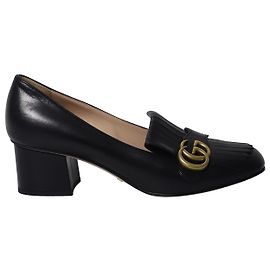 Gucci GG Marmont Mid-Heel Pumps in Black Leather Black