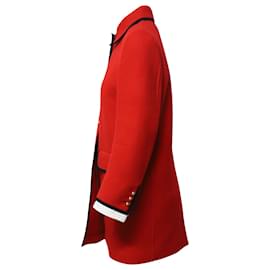 Miu Miu-Miu Miu Button-Front Coat in Red Lana Vergine-Red