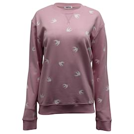 Alexander Mcqueen-Alexander McQueen Swallow Printed Sweatshirt in Pink Cotton -Other