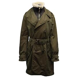 Burberry-Burberry Turtleneck Trench Coat in Olive Cotton-Green