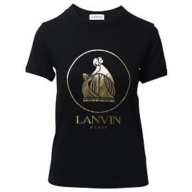 Lanvin Mutter-Kind-Logo-T-Shirt aus schwarzer Baumwolle Schwarz