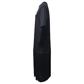 Prada-Prada Logo Plaque Shirt Dress in Black Acetate-Black