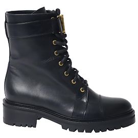 Balmain Bottines Ranger Romy en cuir de veau noir Cuir Noir