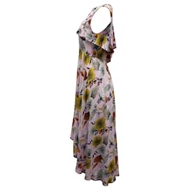 Maje-Maje One-shoulder Crepe Midi Dress in Floral Print Viscose-Other