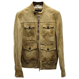 Dsquared2 Front Zip Jacket in Beige Suede Beige