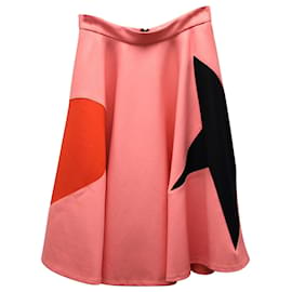 Msgm-Msgm Star and Heart Midi Skirt in Pink Polyamide-Pink