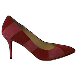 Charlotte Olympia-Zapatos de salón con puntera en punta Charlotte Olympia en ante rosa y rojo-Multicolor