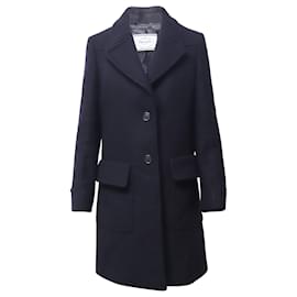 Prada-Prada Einreihiger knielanger Mantel aus schwarzer Wolle-Schwarz