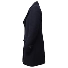 Prada-Prada Einreihiger knielanger Mantel aus schwarzer Wolle-Schwarz