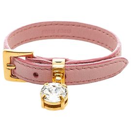 Pulseira de couro rosa Miu Miu Madras Rosa