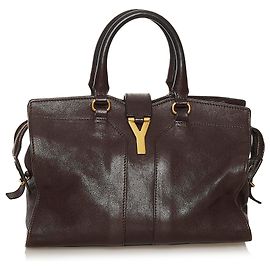 Yves Saint Laurent Cartable en cuir marron YSL Cabas Chyc Ligne Marron Marron foncé