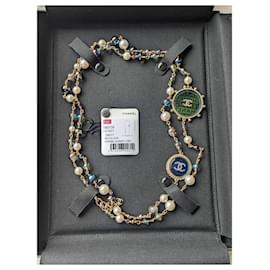 Chanel-CC A19C La Pausa Logo Colourful Pearl Long Necklace box tags-Multiple colors