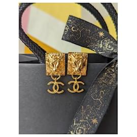 Chanel-CC G22A Lion Logo GHW Coco Mark Earrings Box card-Golden