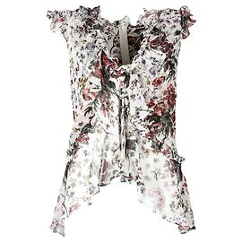 Erdem Top floreale arruffato bianco Bianco