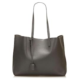 Yves Saint Laurent-yves saint laurent sac shopping cabas en cuir gris-Gris