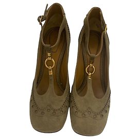CHLOÉ Heels  38 Suede Beige