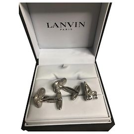 Lanvin Silver Cufflinks and Tie Clip Set Silvery