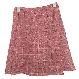 Chanel Tweed Rock Weiß und Rot Weiß Rot