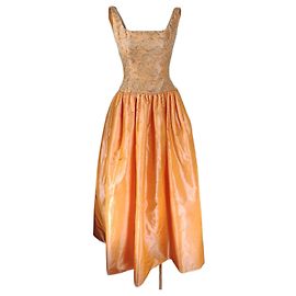 Escada Couture Maxikleid Orange Seide Orange