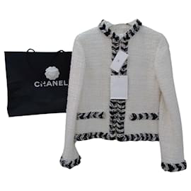 Chanel-chanel#blazer#jacket#tuvit#com fatura#label#38#m#francês-Preto,Branco,Creme