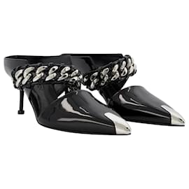 Alexander Mcqueen-Sandals in Black/Silver Leather-Black