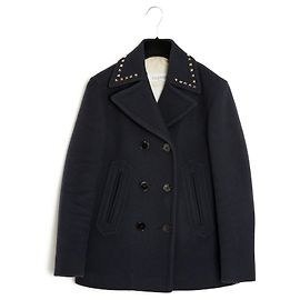Valentino ROCKSTUD NAVY PEA COAT EN36 Navy blue