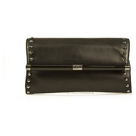 Diane Von Furstenberg DVF Cuir Noir 440 Pochette cloutée Sac à main de soirée Noir