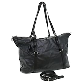Prada-PRADA Shoulder Bag Coated Canvas 2way Black Auth 33275-Black