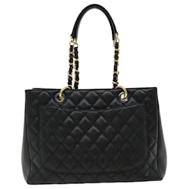 Chanel-CHANEL Matelasse Chain Tote Bag Caviar Skin GST Noir CC Auth lt673A-Noir
