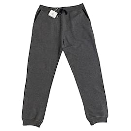 Hermès-Hermès Pantalon de jogging hermes avec nouveau détail en cuir Gris-Grey