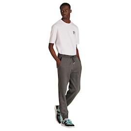 Hermès-Hermès Pantalon de jogging hermes com novos detalhes em cuir Gris-Cinza