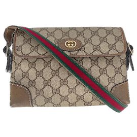 Bolsa transversal Gucci de lona revestida marrom Marrom