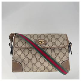 Gucci-Brown Coated Canvas Gucci Crossbody Bag-Brown