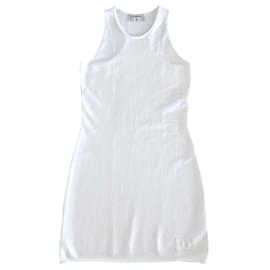 Chanel-Weißes Tanktop-Minikleid aus Viskose-Polyester-Strick Größe XS - S-Weiß