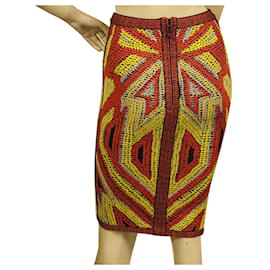 Herve Leger-Herve Leger Ola géométrique Crochet Jacquard jupe crayon taille XS-Multicolore