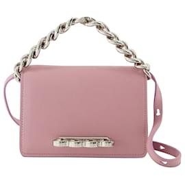 Alexander Mcqueen-Four Ring Mini Chain Bag in Pink Leather-Pink