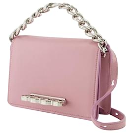 Alexander Mcqueen-Four Ring Mini Chain Bag in Pink Leather-Pink