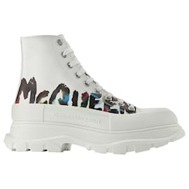 Alexander Mcqueen-Tread Slick Sneakers in White/Multi Canvas-Multiple colors