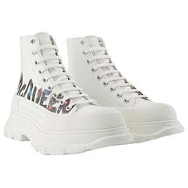 Alexander Mcqueen-Tread Slick Sneakers in White/Multi Canvas-Multiple colors