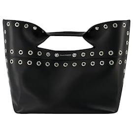 Alexander Mcqueen-The Bow Bag Small in Black Leather-Black