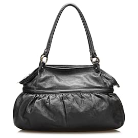 Fendi-Fendi Black Leather Chef Shoulder Bag-Black