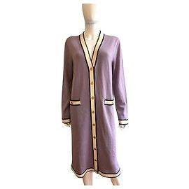 Tory Burch Cardigan lungo lilla merinos Multicolore