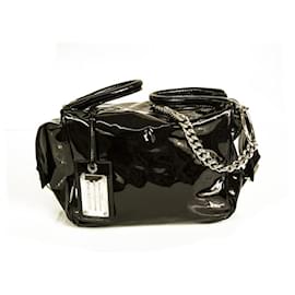 Dolce & Gabbana-Dolce & Gabbana bolsa de ombro com forro Miss couro envernizado preto bolsa de mão-Preto