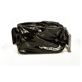 Dolce & Gabbana-Dolce & Gabbana Miss lined Black Patent Leather Satchel Shoulder Bag Handbag-Black