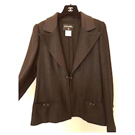 Chanel-Little Black Jacket Chanel Smoking Blazer veste noire 42/44-Noir