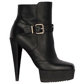 Fendi Black Leather Ankle Boots with Heels Black